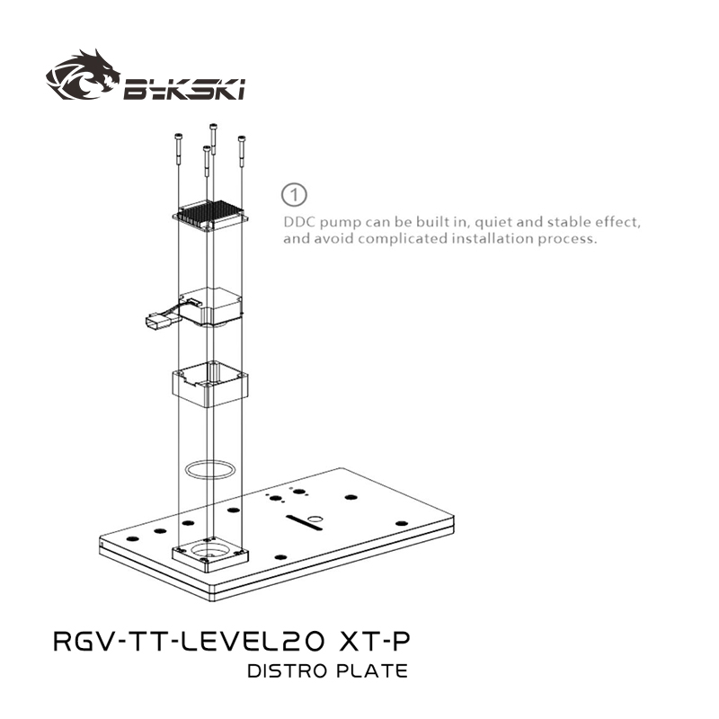 Distro Plate Ddc Pump Combo - Bykski RGV-TT-LEVEL20XT-P لوحة توزيع أكريليك/خزان اللوحة